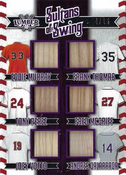 2022 Leaf Lumber - Sultans of Swing Relics Purple #SOS-10 Eddie Murray/ Frank Thomas / Tony Perez / Fred McGriff / Joey Votto / Andres Galarraga Front