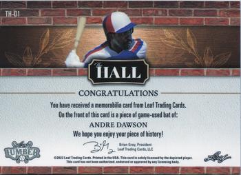 2022 Leaf Lumber - The Hall Relics Bronze #TH-01 Andre Dawson Back