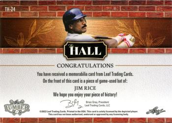 2022 Leaf Lumber - The Hall Relics Purple #TH-24 Jim Rice Back