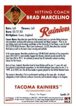 2022 Choice Tacoma Rainiers #09 Brad Marcelino Back