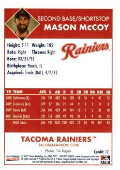 2022 Choice Tacoma Rainiers #12 Mason McCoy Back