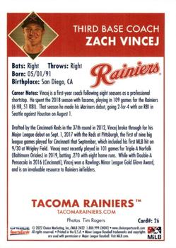 2022 Choice Tacoma Rainiers #26 Zach Vincej Back