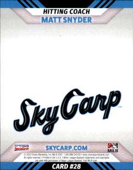 2022 Choice Beloit Sky Carp #28 Matt Snyder Back