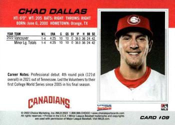 2022 Choice Vancouver Canadians #09 Chad Dallas Back