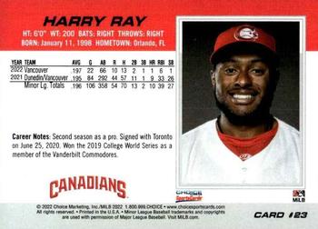 2022 Choice Vancouver Canadians #23 Harry Ray Back