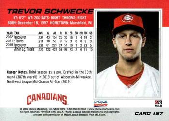 2022 Choice Vancouver Canadians #27 Trevor Schwecke Back