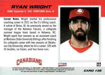 2022 Choice Vancouver Canadians #35 Ryan Wright Back