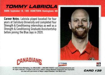 2022 Choice Vancouver Canadians #39 Tommy Labriola Back