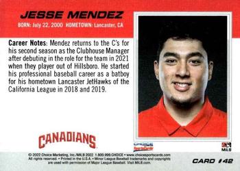 2022 Choice Vancouver Canadians #42 Jesse Mendez Back