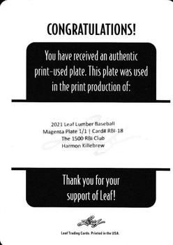 2021 Leaf Lumber - The 1500 RBI Club Printing Plate Magenta #RBI-18 Harmon Killebrew Back