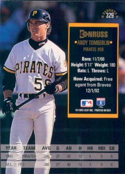 1994 Donruss #329 Andy Tomberlin Back
