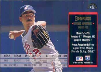 1994 Donruss #422 Dennis Martinez Back