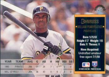 1994 Donruss #485 William Pennyfeather Back