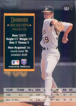 1994 Donruss #557 Todd Van Poppel Back