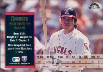 1994 Donruss #640 Rene Gonzales Back