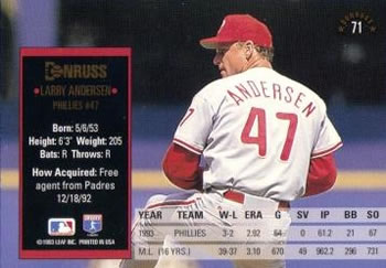 1994 Donruss #71 Larry Andersen Back