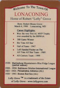 2015 Lefty Grove Memorial Project #NNO Lefty Grove Back