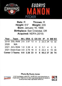 2022 Choice Hickory Crawdads Second Edition #NNO Eudrys Manon Back
