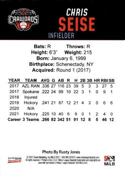 2022 Choice Hickory Crawdads Second Edition #NNO Chris Seise Back