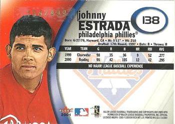 2001 Fleer Platinum - 2001 Fleer E-X Update #138 Johnny Estrada Back
