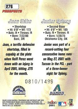 2001 Fleer Platinum - 2001 Ultra Update #276 Juan Uribe / Junior Spivey Back