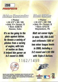 2001 Fleer Platinum - 2001 Ultra Update #280 Adrian Hernandez / Matt White Back