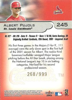 2001 Fleer Platinum - 2001 Fleer Focus Update #245 Albert Pujols Back