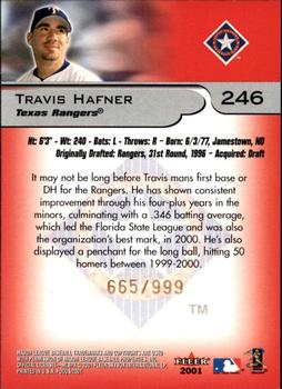 2001 Fleer Platinum - 2001 Fleer Focus Update #246 Travis Hafner Back