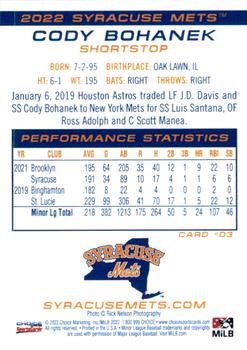 2022 Choice Syracuse Mets #03 Cody Bohanek Back