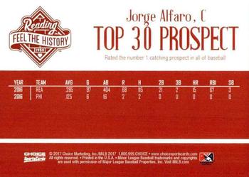 2017 Choice Reading Phillies Top 30 Prospects #NNO Jorge Alfaro Back