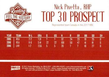2017 Choice Reading Phillies Top 30 Prospects #NNO Nick Pivetta Back