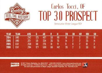 2017 Choice Reading Phillies Top 30 Prospects #NNO Carlos Tocci Back