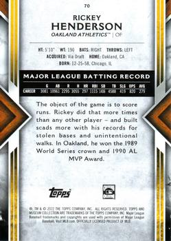 2022 Topps Museum Collection - Copper #70 Rickey Henderson Back