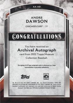 2022 Topps Museum Collection - Archival Autographs #AA-AD Andre Dawson Back