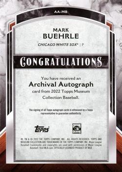 2022 Topps Museum Collection - Archival Autographs Copper #AA-MB Mark Buehrle Back