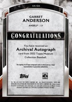 2022 Topps Museum Collection - Archival Autographs Gold #AA-GA Garret Anderson Back