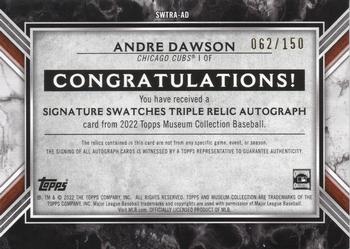2022 Topps Museum Collection - Single-Player Signature Swatches Triple Relic Autographs #SWTRA-AD Andre Dawson Back