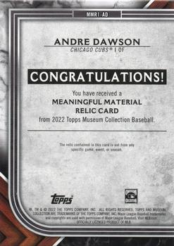 2022 Topps Museum Collection - Meaningful Materials Relics #MMR1-AD Andre Dawson Back
