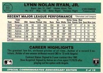 1994 Donruss - 1984 Special Commemorative Anniversary Edition #5 Nolan Ryan Back