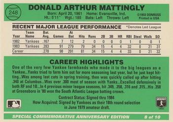 1994 Donruss - 1984 Special Commemorative Anniversary Edition #8 Don Mattingly Back