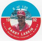 1992 JKA Baseball Buttons - Square Proofs #6 Barry Larkin Front