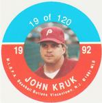 1992 JKA Baseball Buttons - Square Proofs #19 John Kruk Front