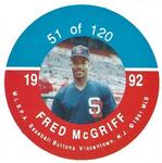 1992 JKA Baseball Buttons - Square Proofs #51 Fred McGriff Front