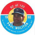 1992 JKA Baseball Buttons - Square Proofs #92 Paul Molitor Front