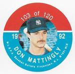 1992 JKA Baseball Buttons - Square Proofs #103 Don Mattingly Front