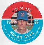 1992 JKA Baseball Buttons - Square Proofs #113 Nolan Ryan Front