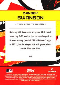 2022 Topps Fire #60 Dansby Swanson Back