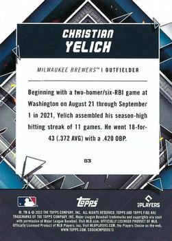 2022 Topps Fire #83 Christian Yelich Back