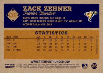 2019 Choice Trenton Thunder #25 Zack Zehner Back