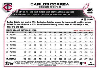 2022 Topps 3D #405 Carlos Correa Back